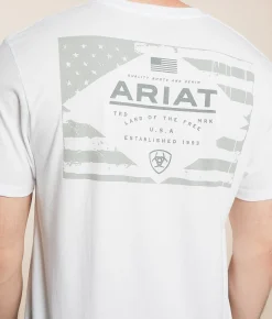 Ariat Lockup Flag T-Shirt White New