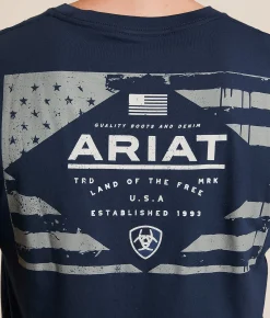 Ariat Lockup Flag T-Shirt Blue Dusk Online