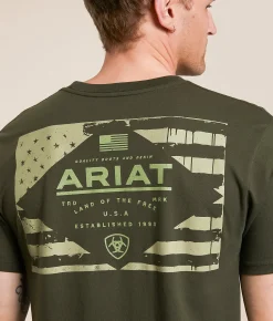 Ariat Lockup Flag T-Shirt Forest Night Hot