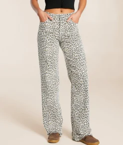 HIDDEN Logan Cheetah Dad Stretch Jean White Cheetah Hot