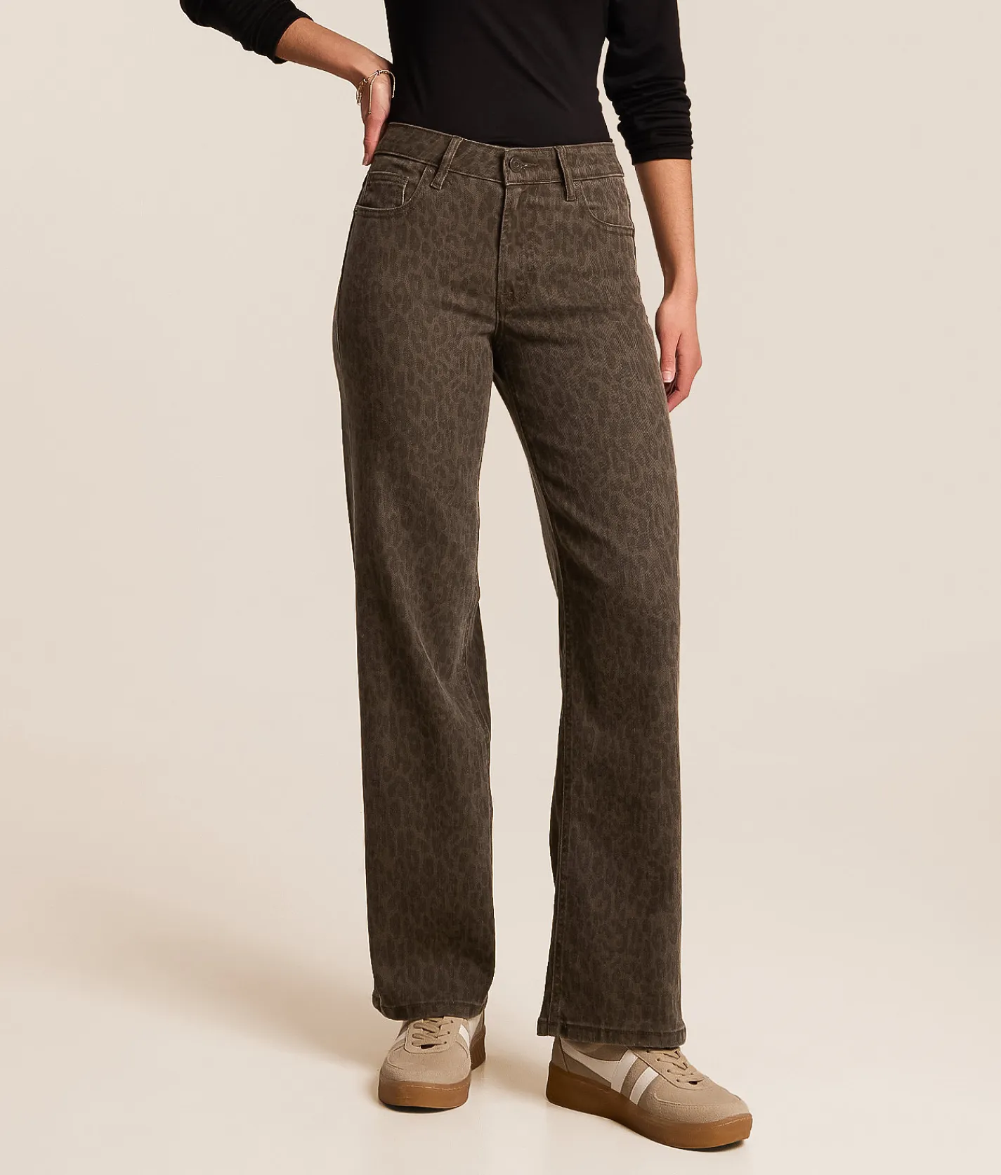 HIDDEN Logan Cheetah Dad Stretch Jean Brown Cheetah Clearance