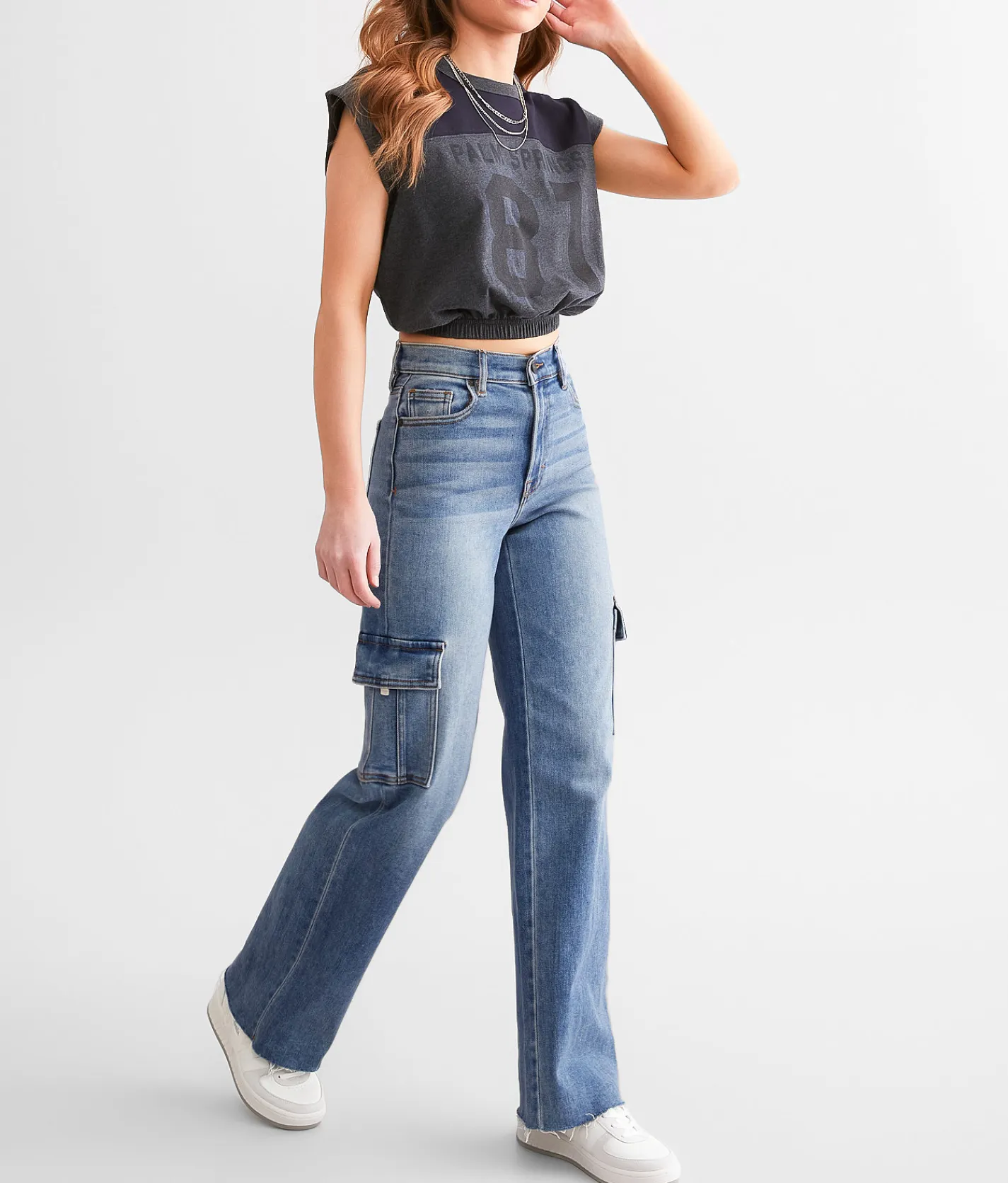 HIDDEN Logan Dad Cargo Stretch Jean Medium Dark