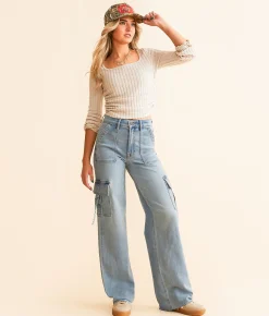 Jeans|Bottoms | HIDDEN Logan Dad Cargo Stretch Jean Light