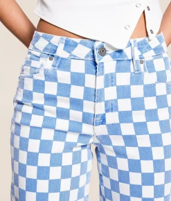 Jeans|Bottoms | HIDDEN Logan Dad Checkered Stretch Jean Blue Checker