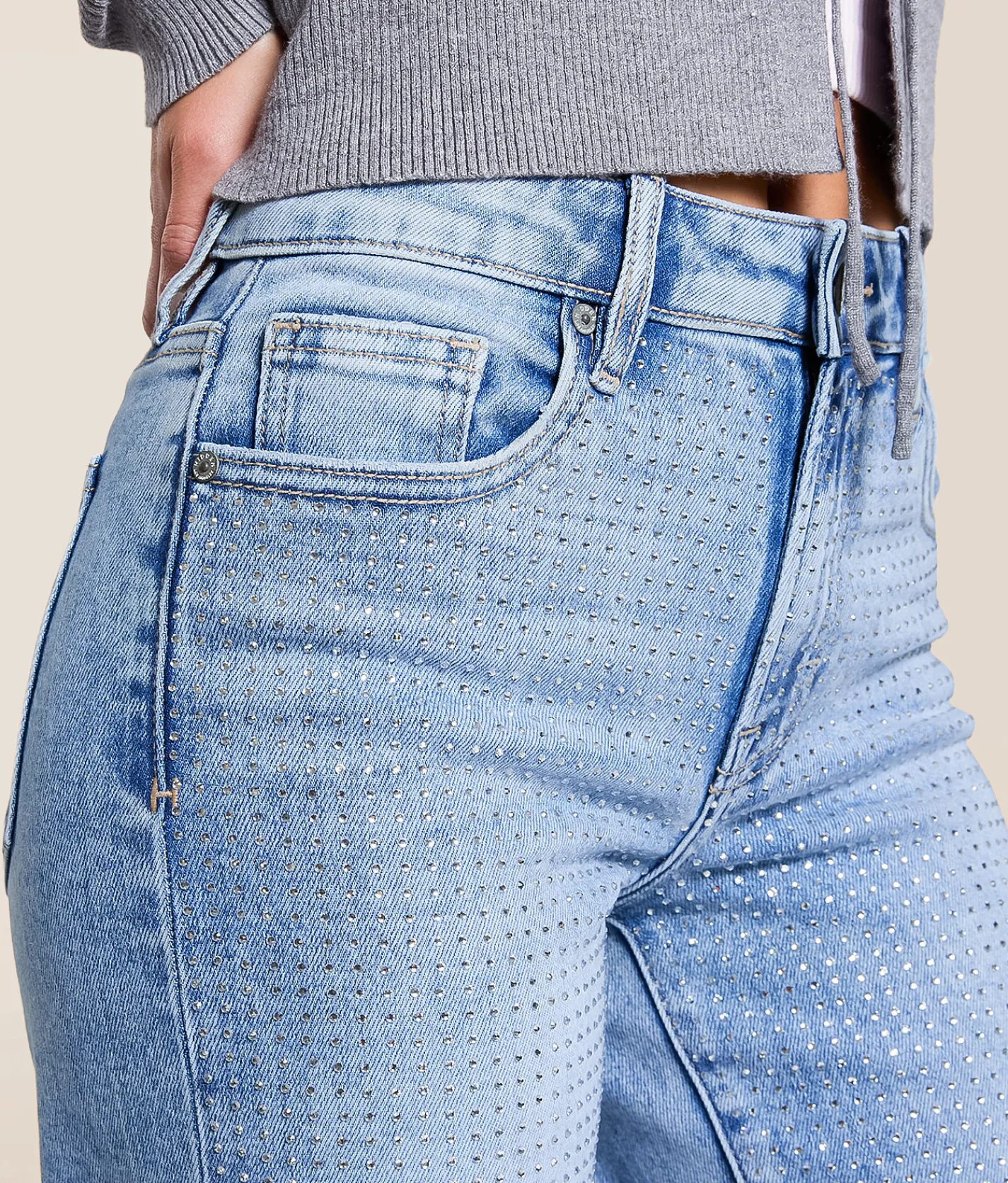 Jeans | HIDDEN Logan Rhinestone Dad Stretch Jean Light Rhinestone