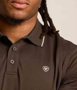 Tops | Ariat Logo Fitted Polo Turkish Coffee