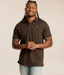 Tops | Ariat Logo Fitted Polo Turkish Coffee