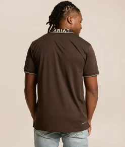 Tops | Ariat Logo Fitted Polo Turkish Coffee