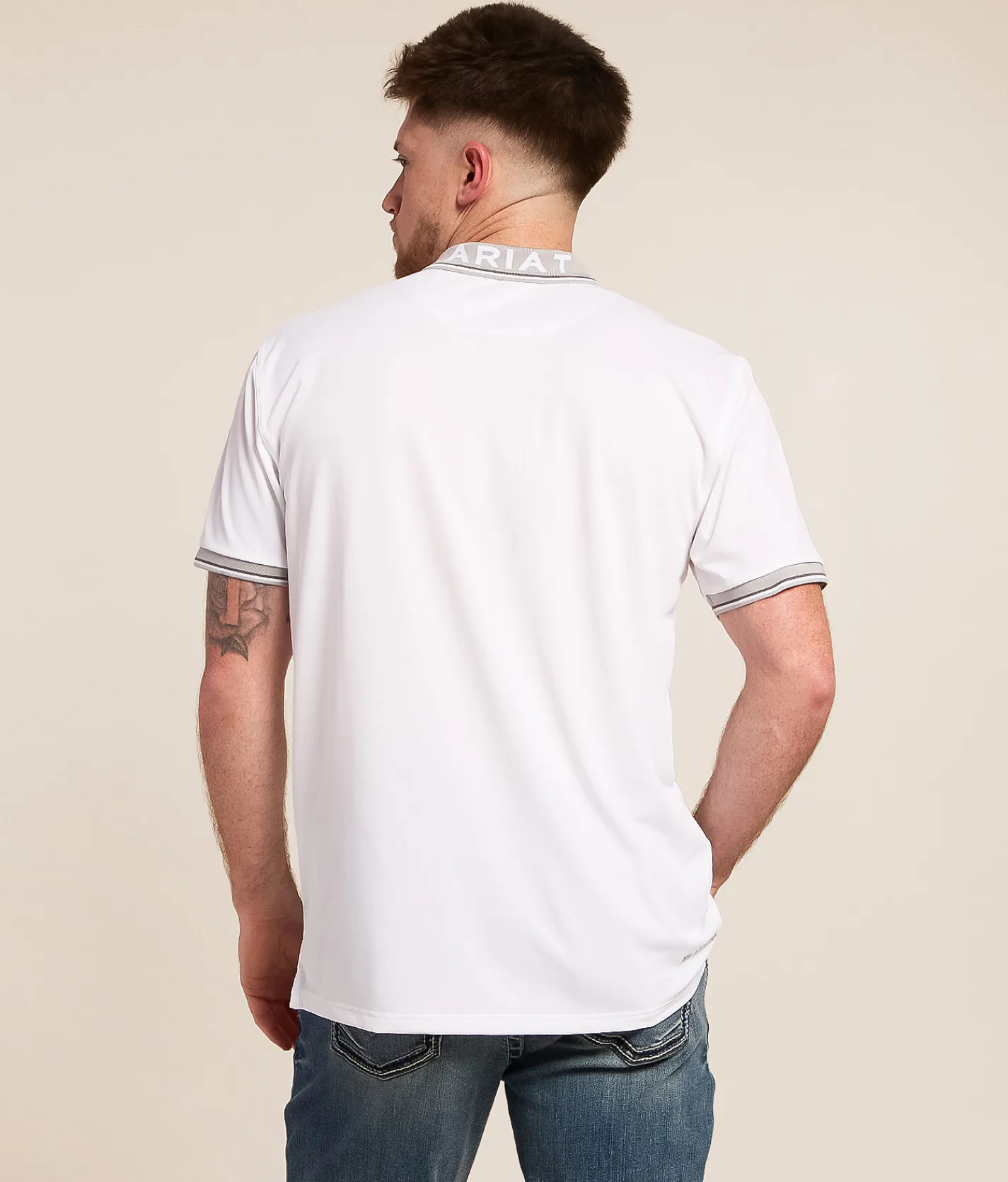 Tops | Ariat Logo Fitted Polo White