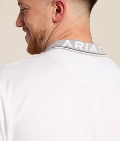 Tops | Ariat Logo Fitted Polo White
