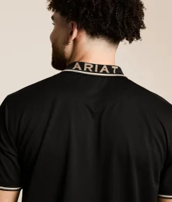 Ariat Logo Fitted TEK Polo Black New