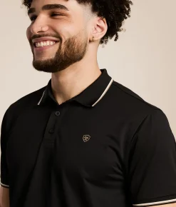 Ariat Logo Fitted TEK Polo Black New