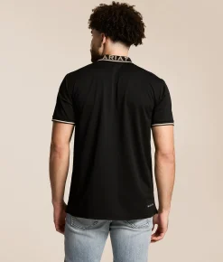 Ariat Logo Fitted TEK Polo Black New