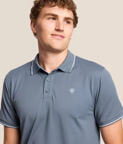 Ariat Logo Fitted TEK Polo Blue Mirage Online