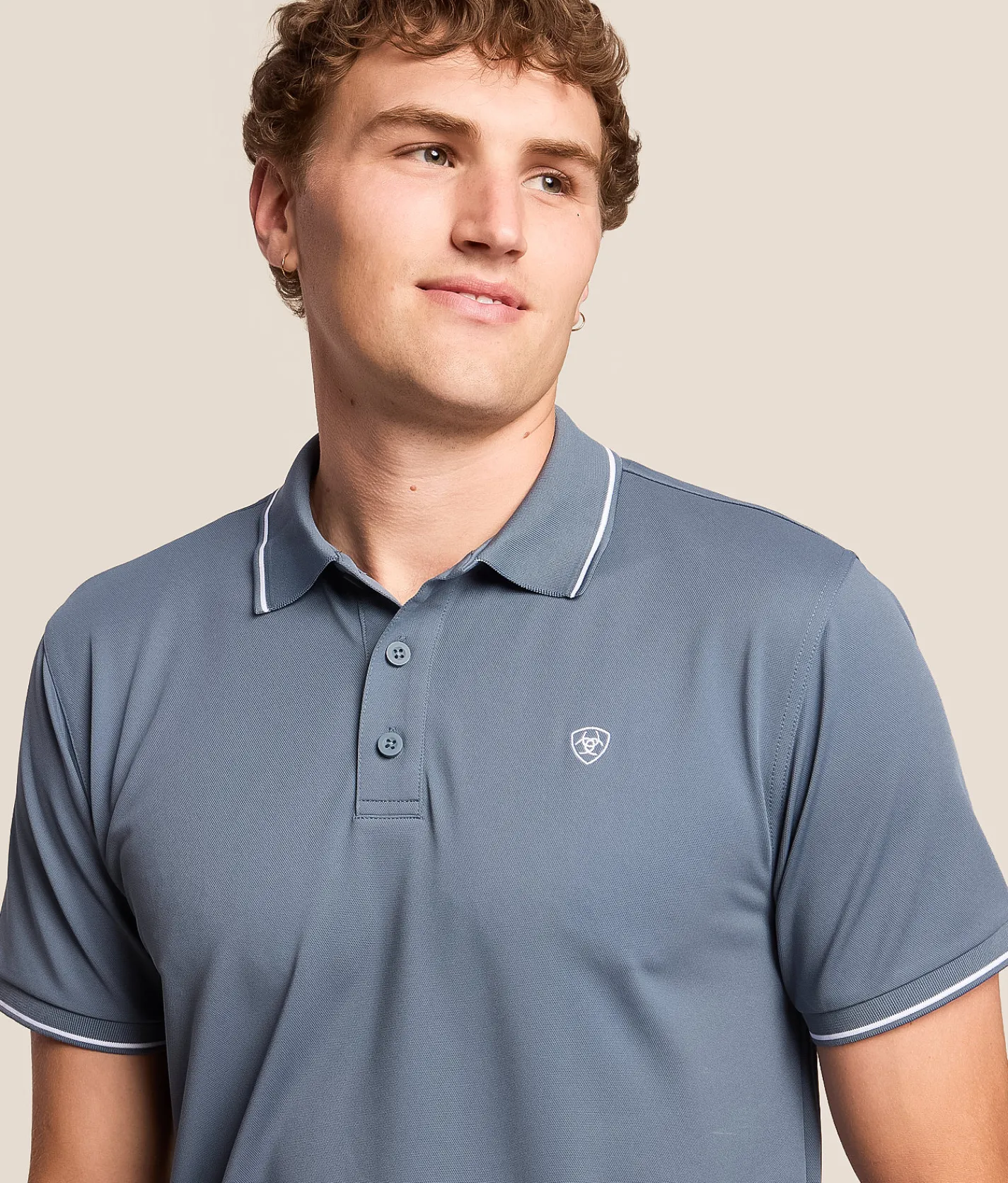 Ariat Logo Fitted TEK Polo Blue Mirage Online