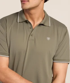Ariat Logo Fitted TEK Polo Vetiver Clearance