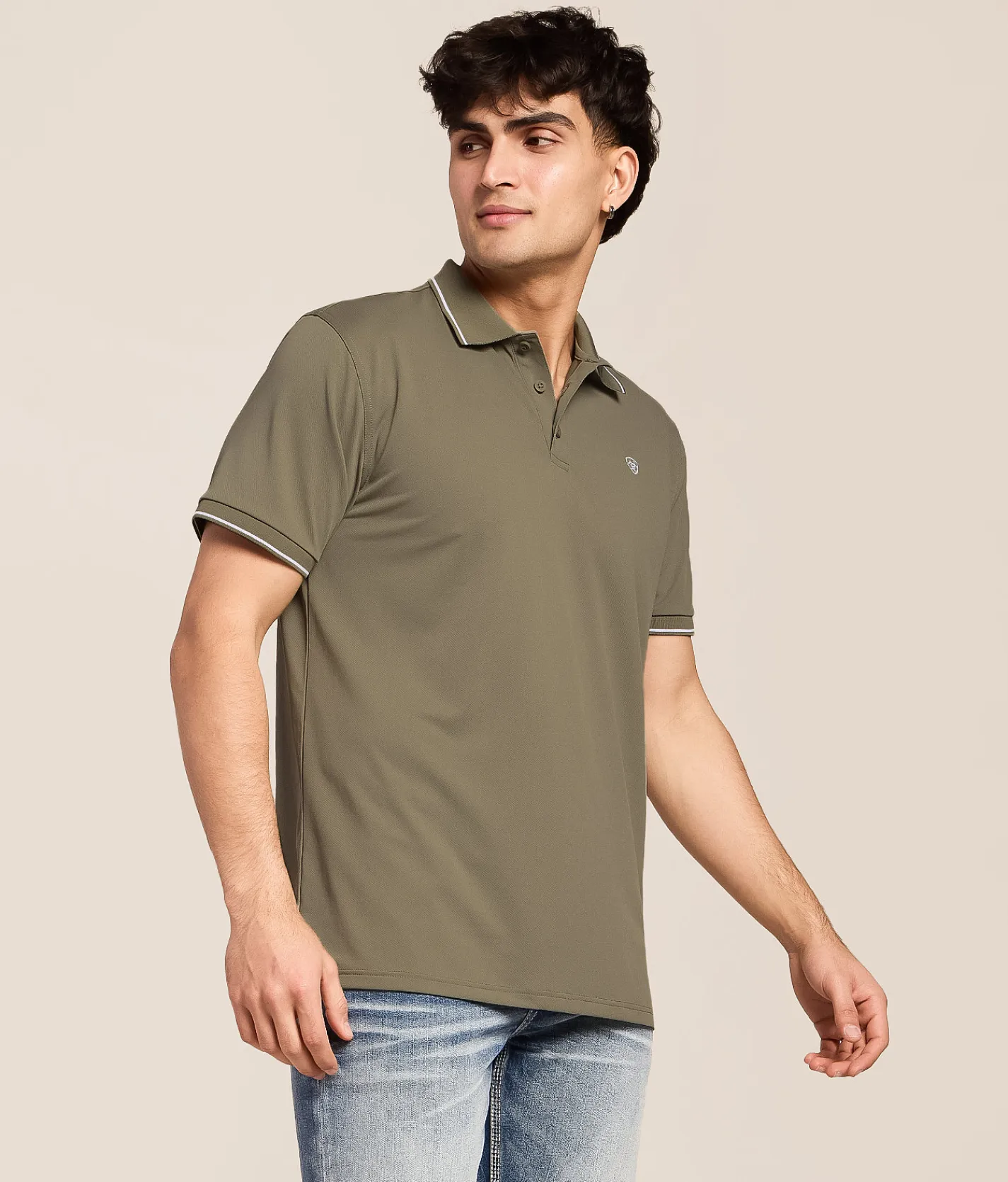 Ariat Logo Fitted TEK Polo Vetiver Clearance