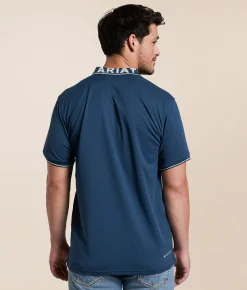 Ariat Logo Fitted TEK Polo Light Blue Best