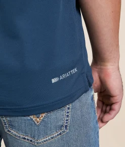 Ariat Logo Fitted TEK Polo Light Blue Best