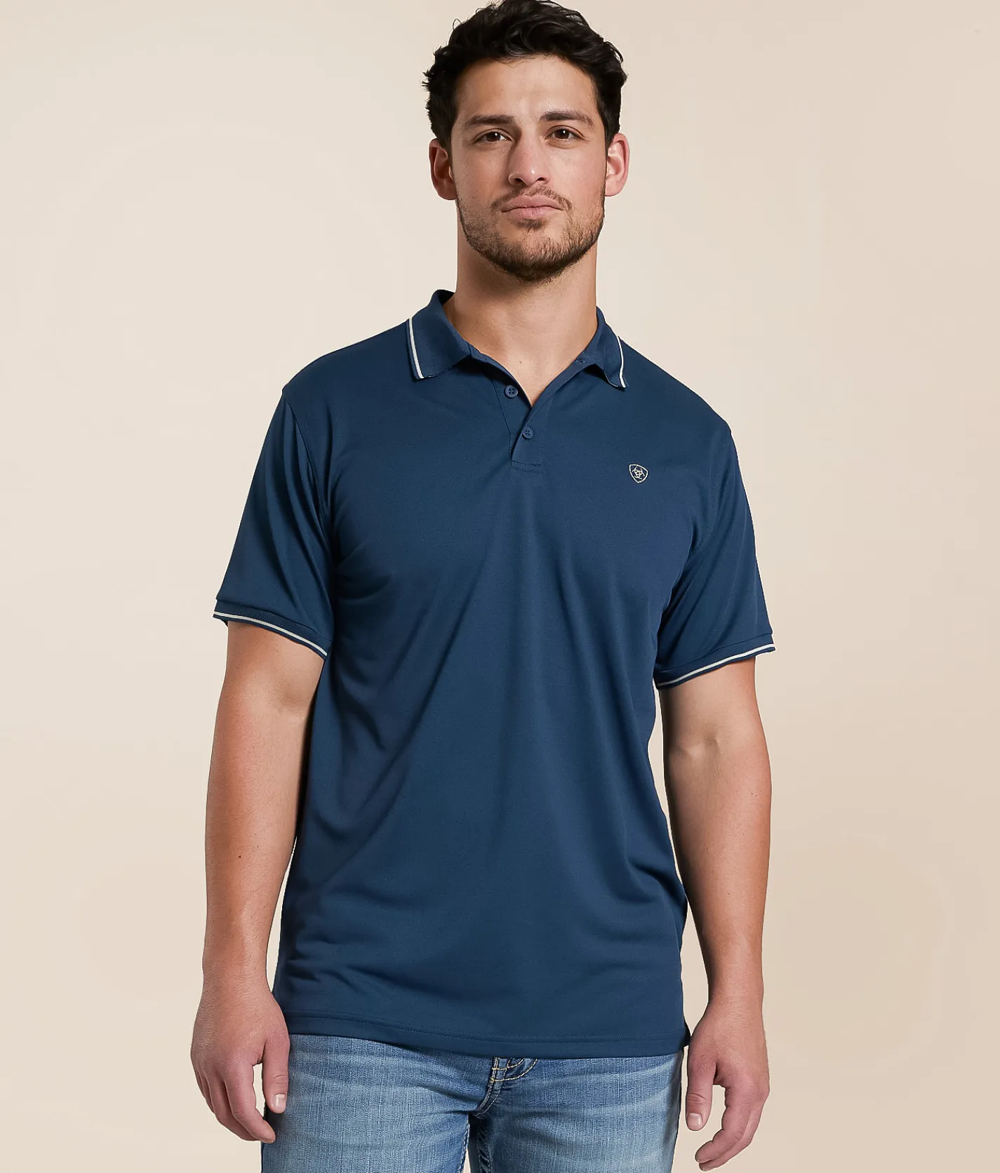Ariat Logo Fitted TEK Polo Light Blue Best