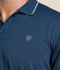 Ariat Logo Fitted TEK Polo Light Blue Best