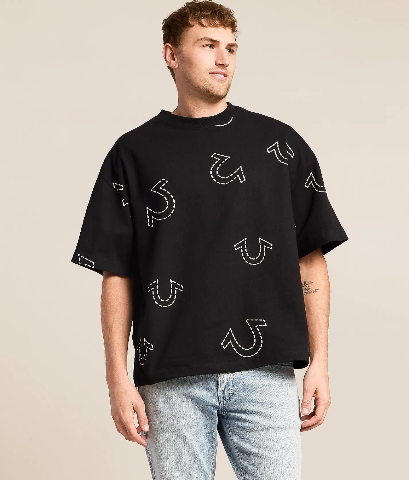 True Religion Logo Oversized T-Shirt Optic White Online