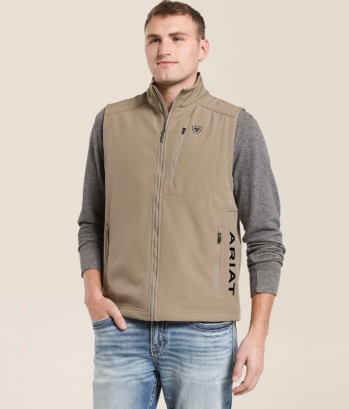 Tops|Coats & Jackets | Ariat Logo 2.0 Patriot Vest Greige