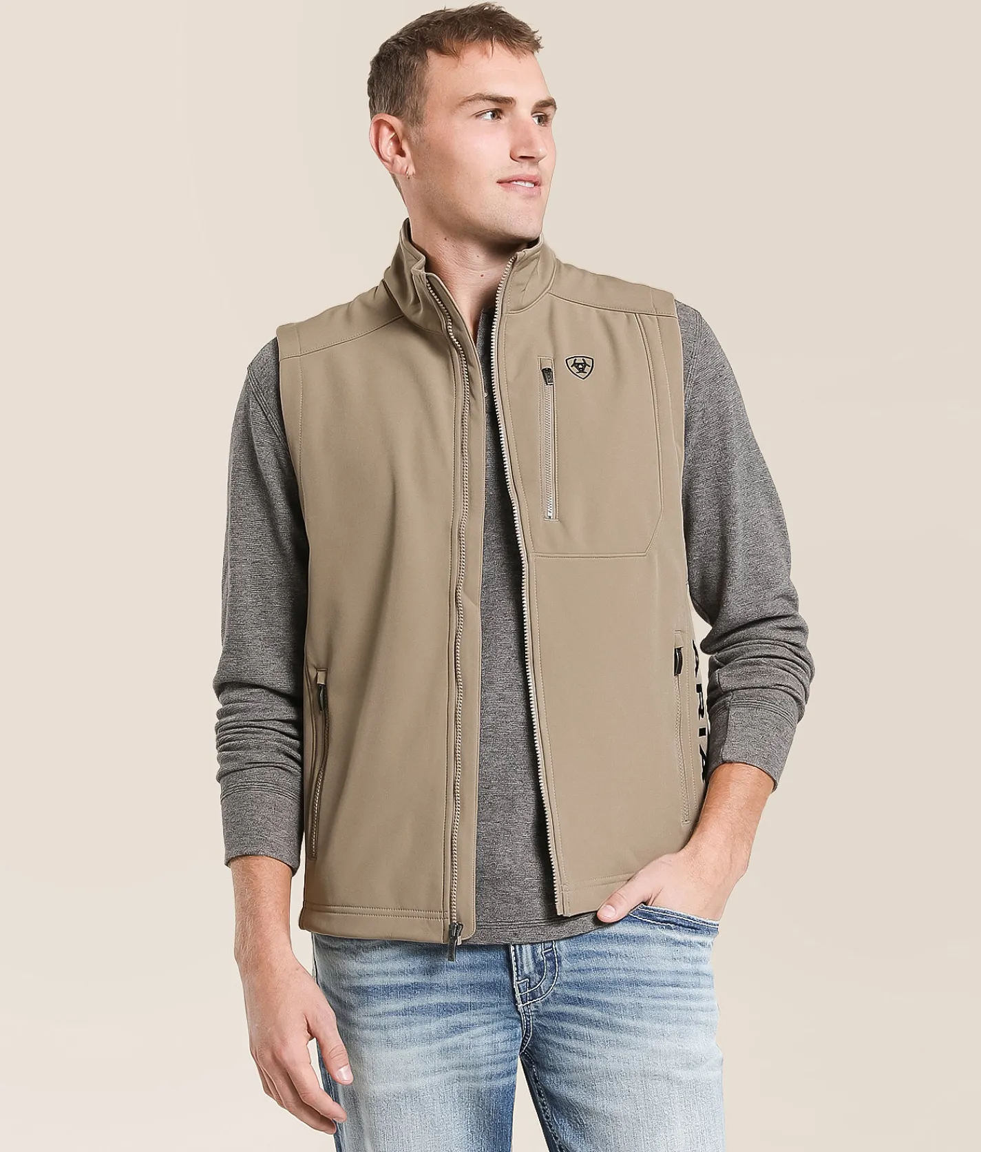 Tops|Coats & Jackets | Ariat Logo 2.0 Patriot Vest Greige