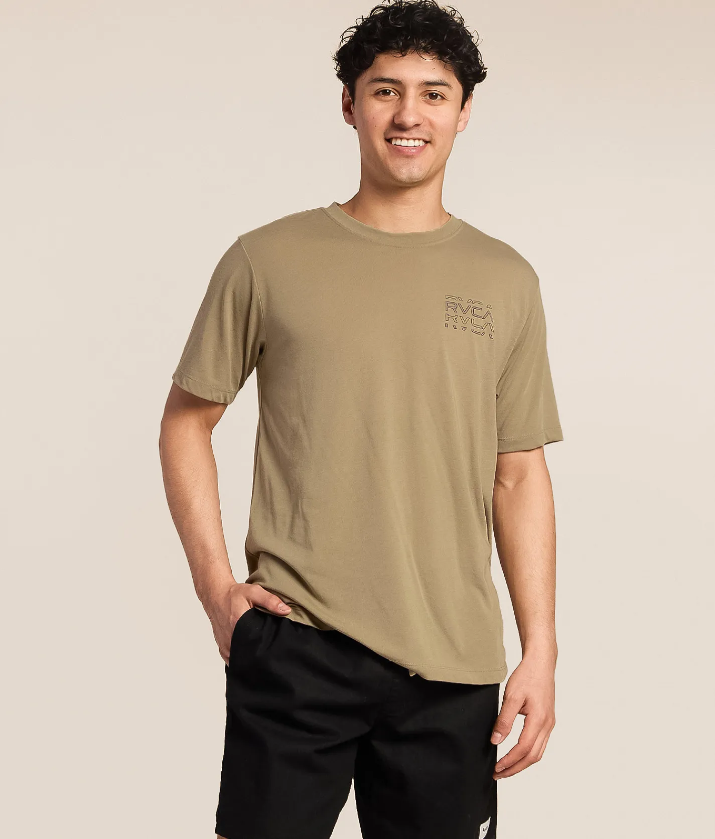 Graphic T-Shirts|Activewear | RVCA Logo Shatter Sport T-Shirt Covert Green