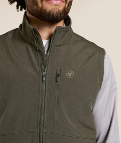 Tops|Coats & Jackets | Ariat Logo Softshell Vest Dark Green Heather