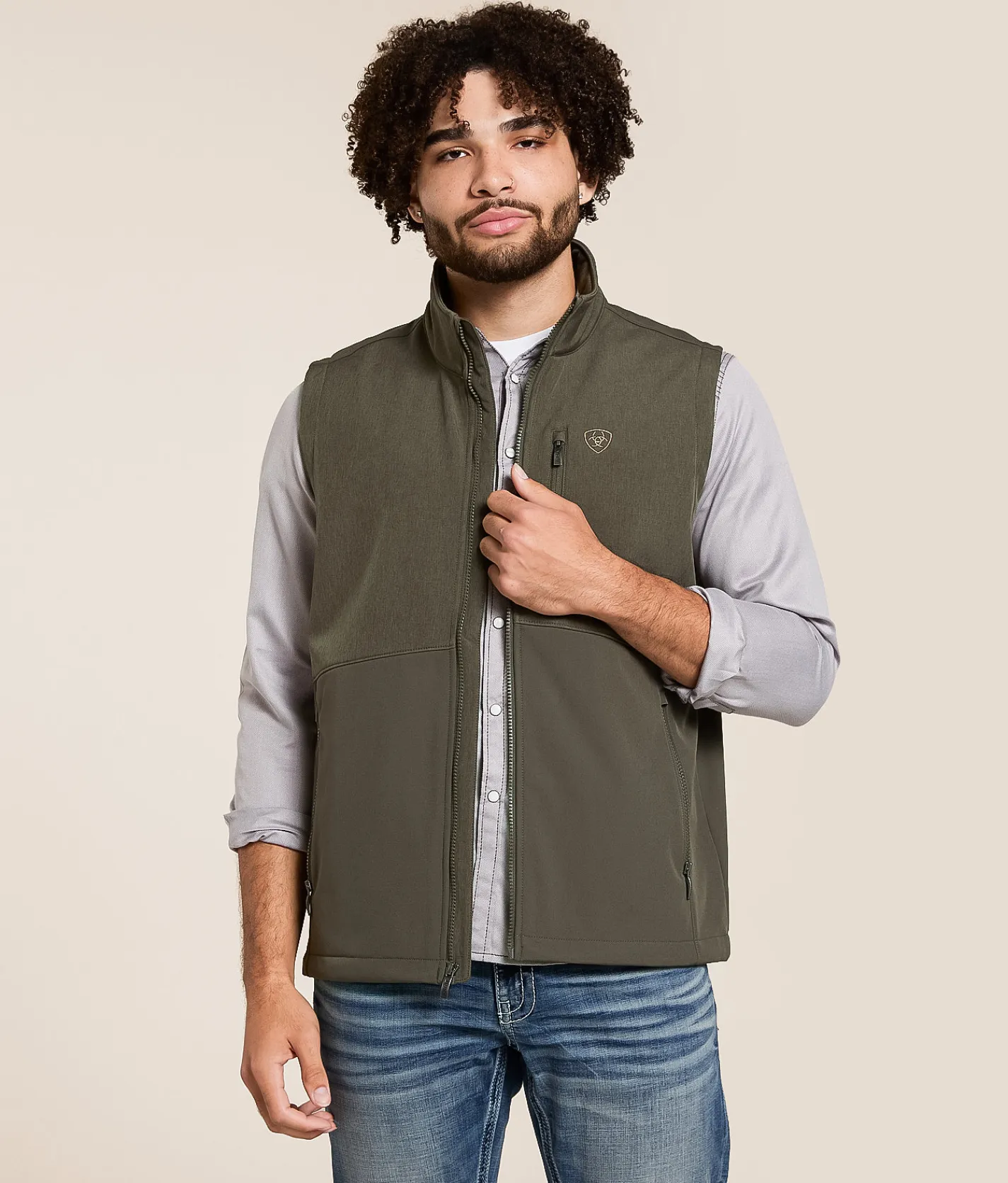 Tops|Coats & Jackets | Ariat Logo Softshell Vest Dark Green Heather