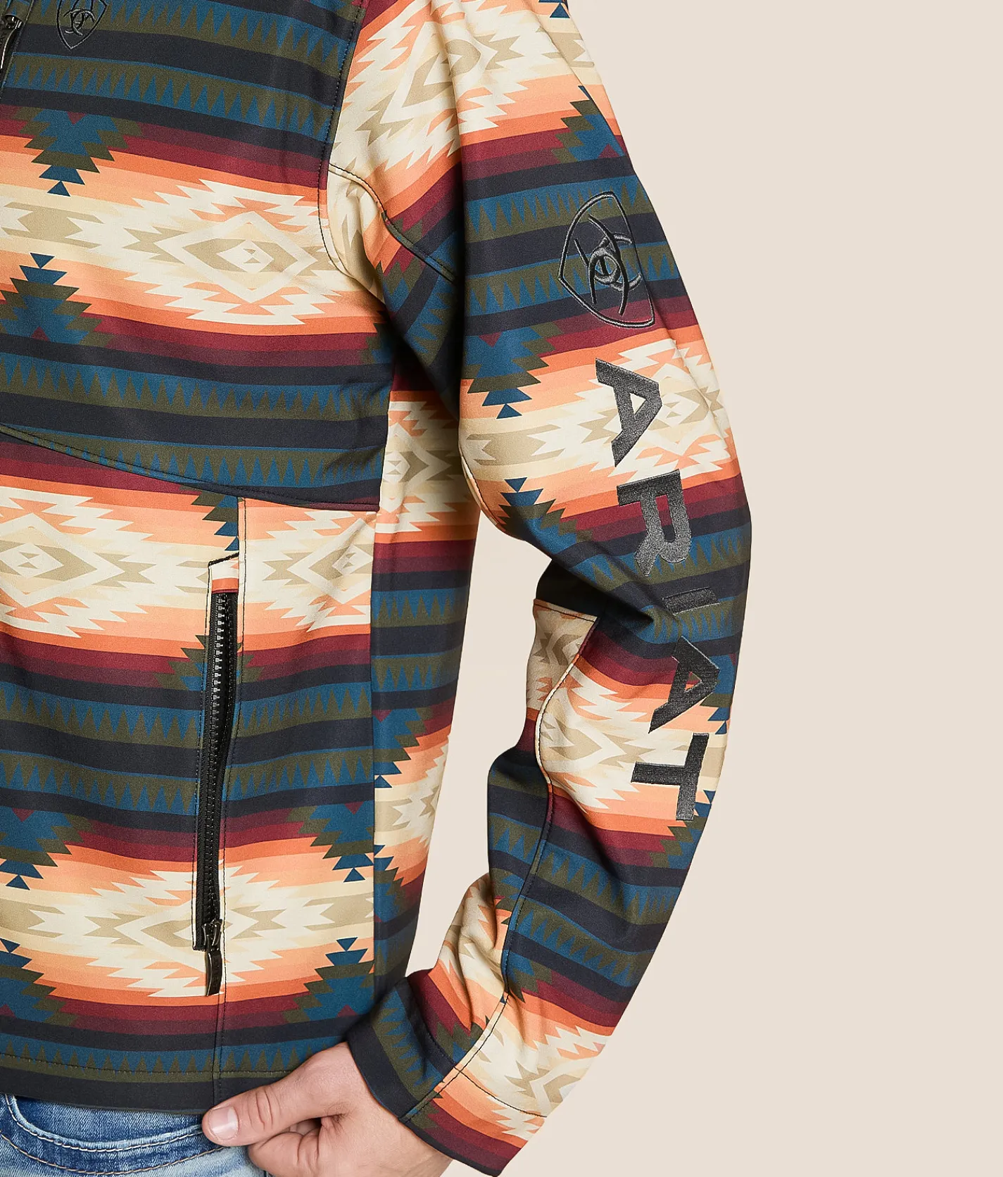 Tops|Coats & Jackets | Ariat Logo Southwestern Softshell Jacket Red Multi