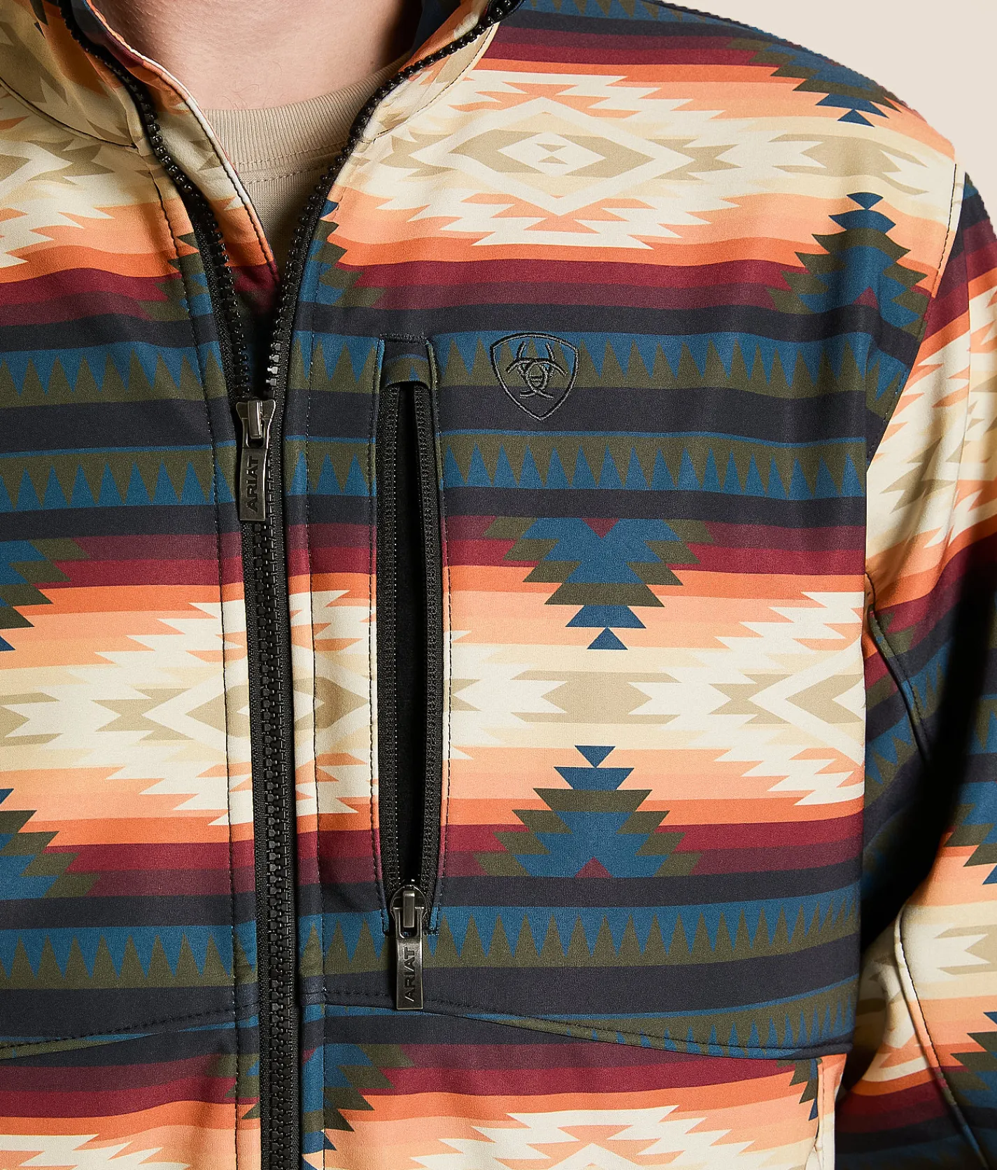 Tops|Coats & Jackets | Ariat Logo Southwestern Softshell Jacket Red Multi