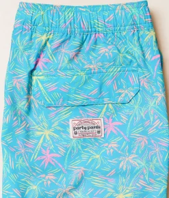 party pants London Palms Stretch Swim Trunks Cyan New