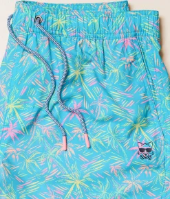 party pants London Palms Stretch Swim Trunks Cyan New