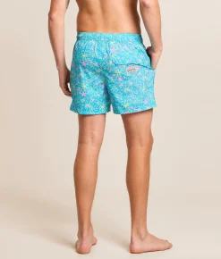 party pants London Palms Stretch Swim Trunks Cyan New