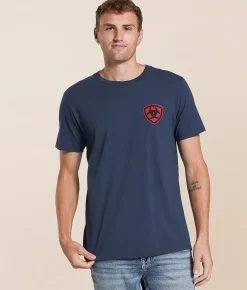 Ariat Longhorn Aztec T-Shirt Blue Dusk