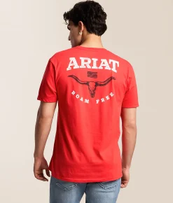 Tops|Graphic T-Shirts | Ariat Longhorn Free Roam T-Shirt Mars Red