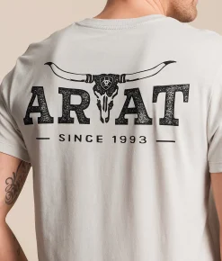 Ariat Longhorn Lockup T-Shirt Glacier Gray New