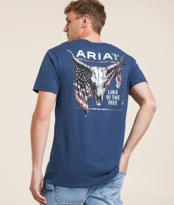 Ariat Longhorn Patriot Bravery T-Shirt Blue Dusk Discount