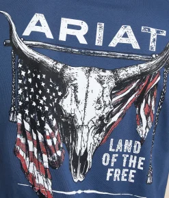 Tops | Ariat Longhorn Patriot Bravery T-Shirt Blue Dusk