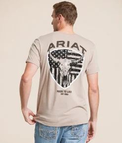 Ariat Longhorn Patriot T-Shirt Brindle Heather Sale