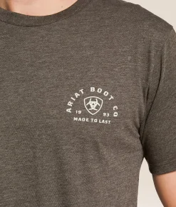 Tops|Graphic T-Shirts | Ariat Longhorn Real Badge T-Shirt Heather Brown