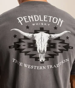 Pendleton Longhorn Skull Jacquard T-Shirt Storm Grey Pigment