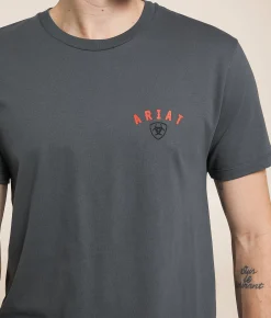 Graphic T-Shirts | Ariat Longhorn Thrashed T-Shirt Dark Shadow