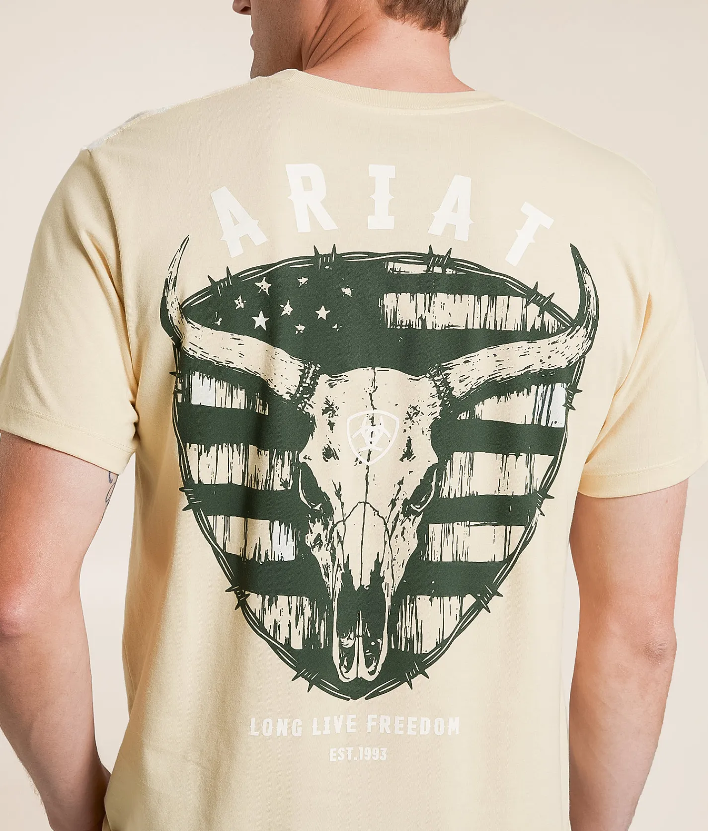 Tops|Graphic T-Shirts | Ariat Longhorn Thrashed T-Shirt Wood Ash