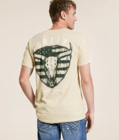 Tops|Graphic T-Shirts | Ariat Longhorn Thrashed T-Shirt Wood Ash
