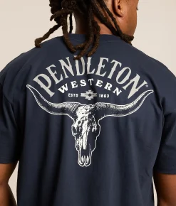 Tops|Graphic T-Shirts | Pendleton Longhorn T-Shirt Navy