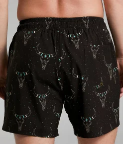 Rock & Roll Denim Longhorn Volley Stretch Swim Trunks Black Clearance