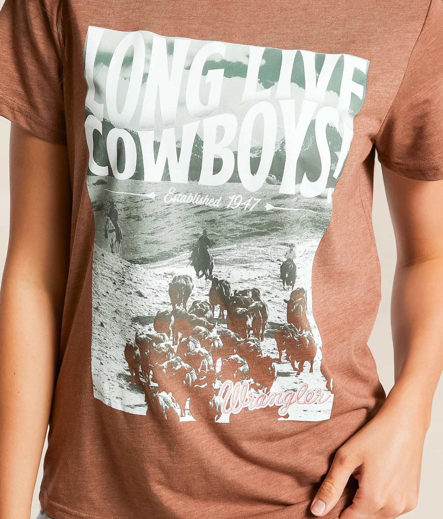 Tops | Wrangler® Long Live Cowboys T-Shirt Cacao Nibs Heather